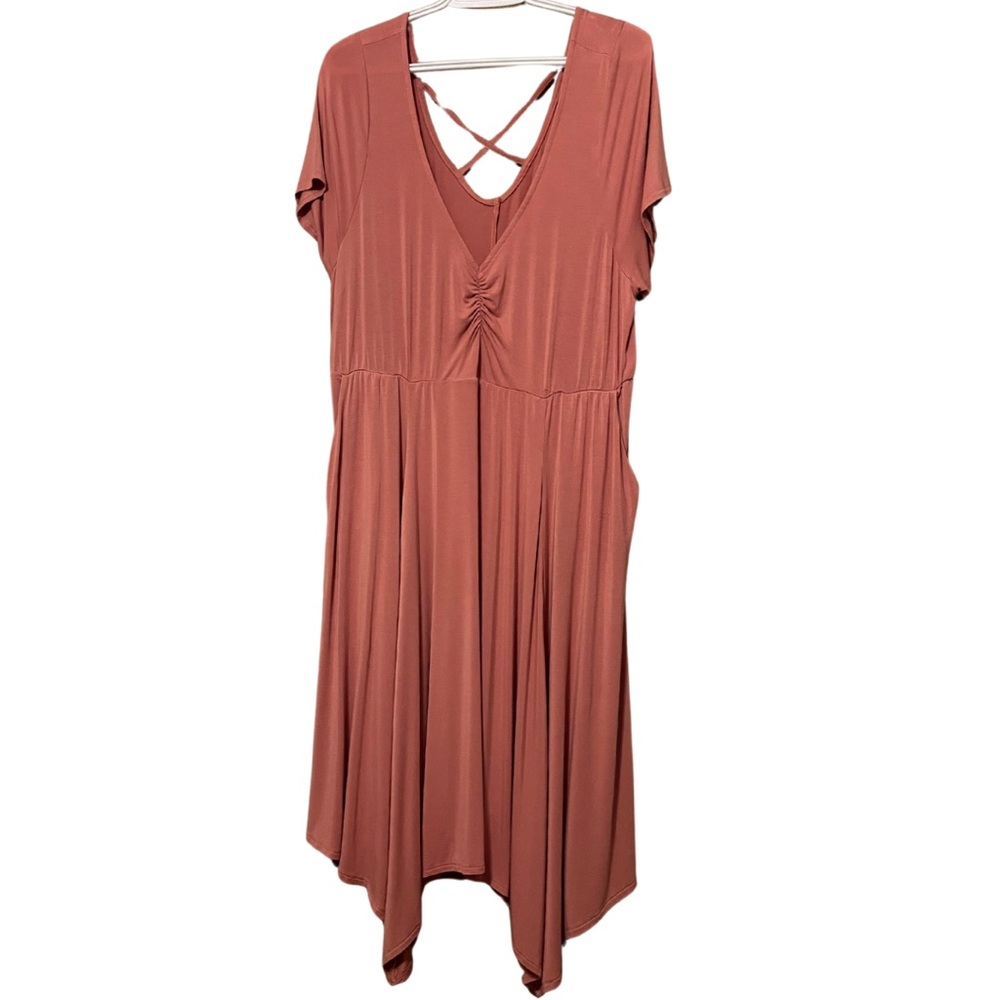 Torrid Super Soft Women's Rust Midi Dress with Crisscross Back